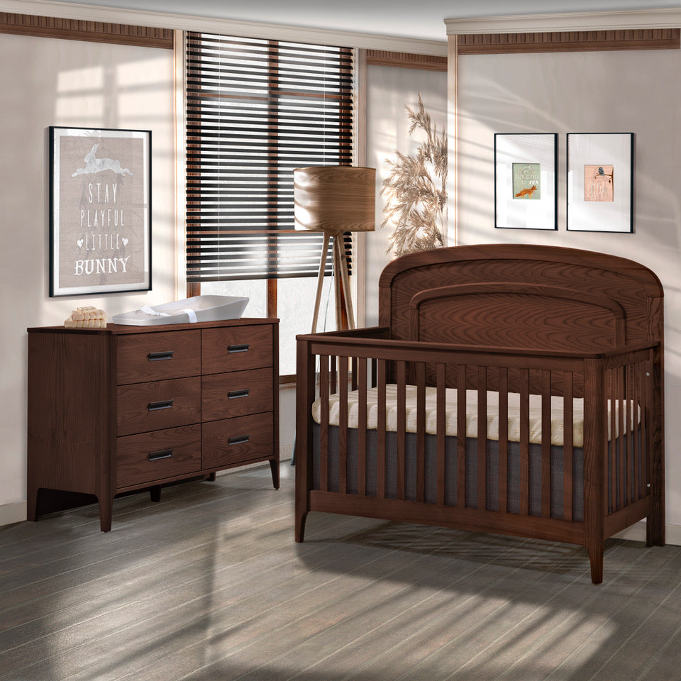 Natart Palo 5-in-1 Convertible Crib with Arched Decorative Molding