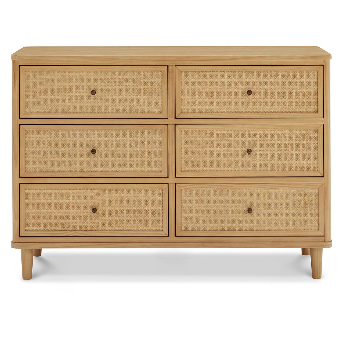 M23716HYHC,Namesake,Marin with Cane 6 Drawer Assembled Dresser in Honey and Honey Cane