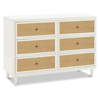 M23716RWHC,Namesake,Marin with Cane 6 Drawer Assembled Dresser in Warm White and Honey Cane